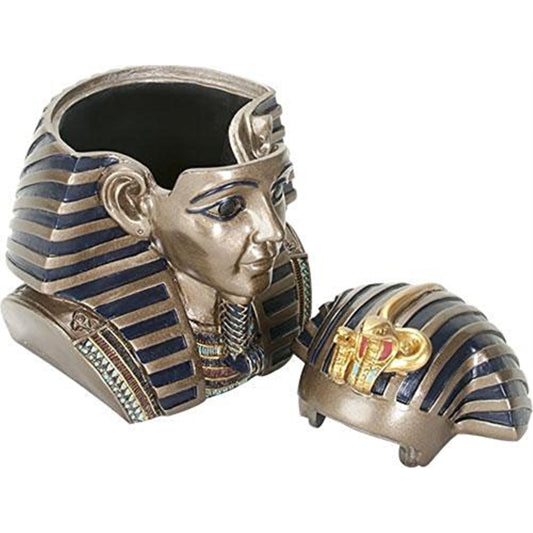 Ancient Egyptian Pharaoh King Tut Jewelry Trinket Keepsake Box Storage Container Egypt 5 inch