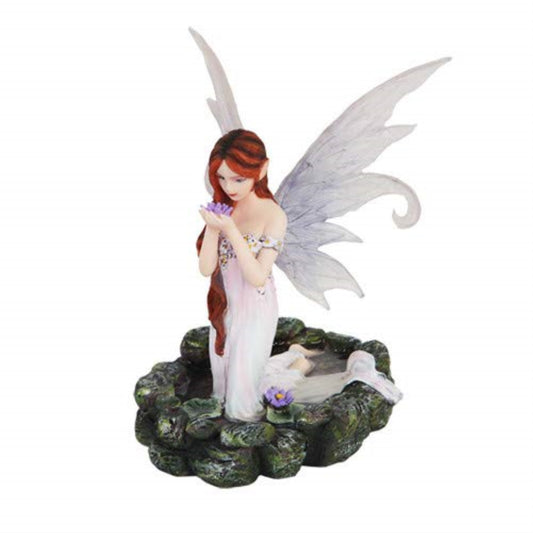 White Water Princess Fairy Kneeling in Pond Mystical Statue Figurine 6 inch
