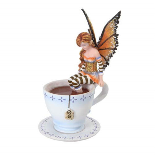 Warm Toes Fairy in Tea Cup Fantasy Fairy Tale Statue Figurine 6.25 inch