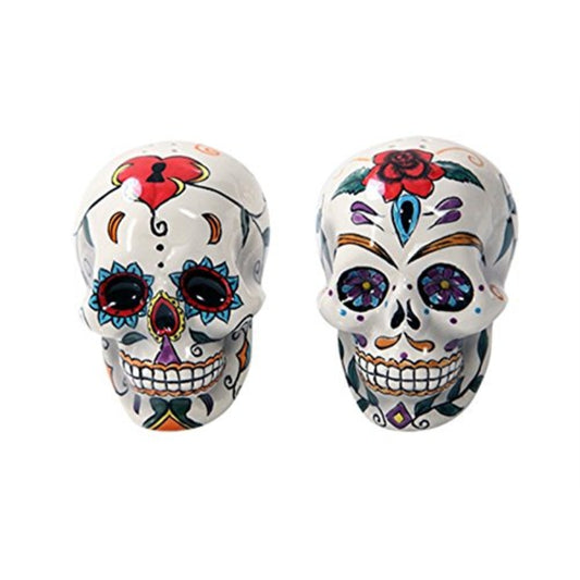 Day of the Dead Skull Salt and Pepper Shakers 2.5 Inches Tall