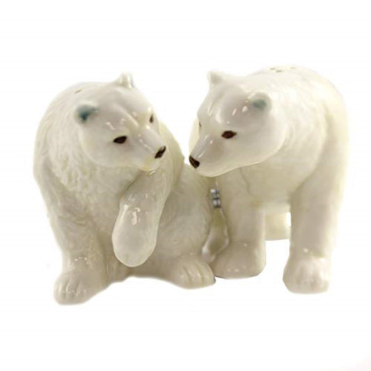 Mr. and Mrs. Polar Bear 3 inch Ceramic Salt and Pepper Shaker Set