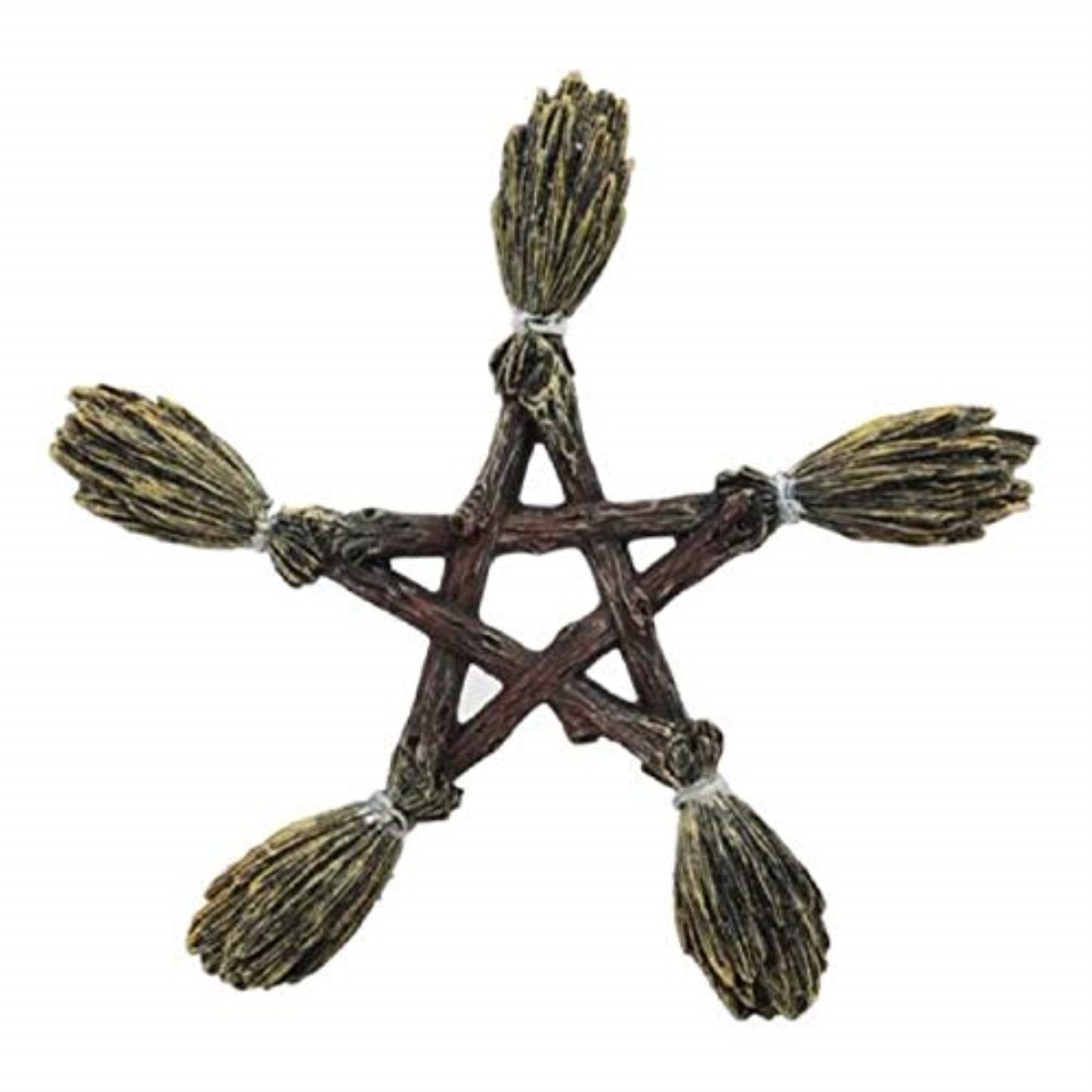 Broom Pentagram Resin Halloween Wall Plaque 7.5 inch