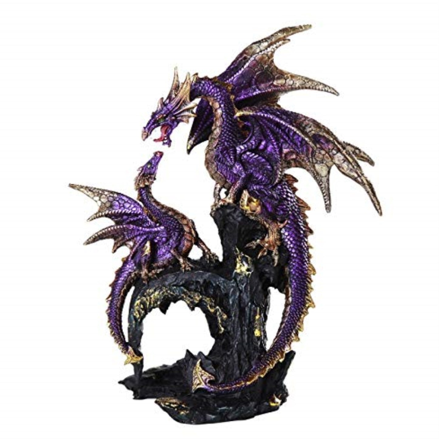 Purple Dragon Family Fantasy Figurine 9 inches Tall