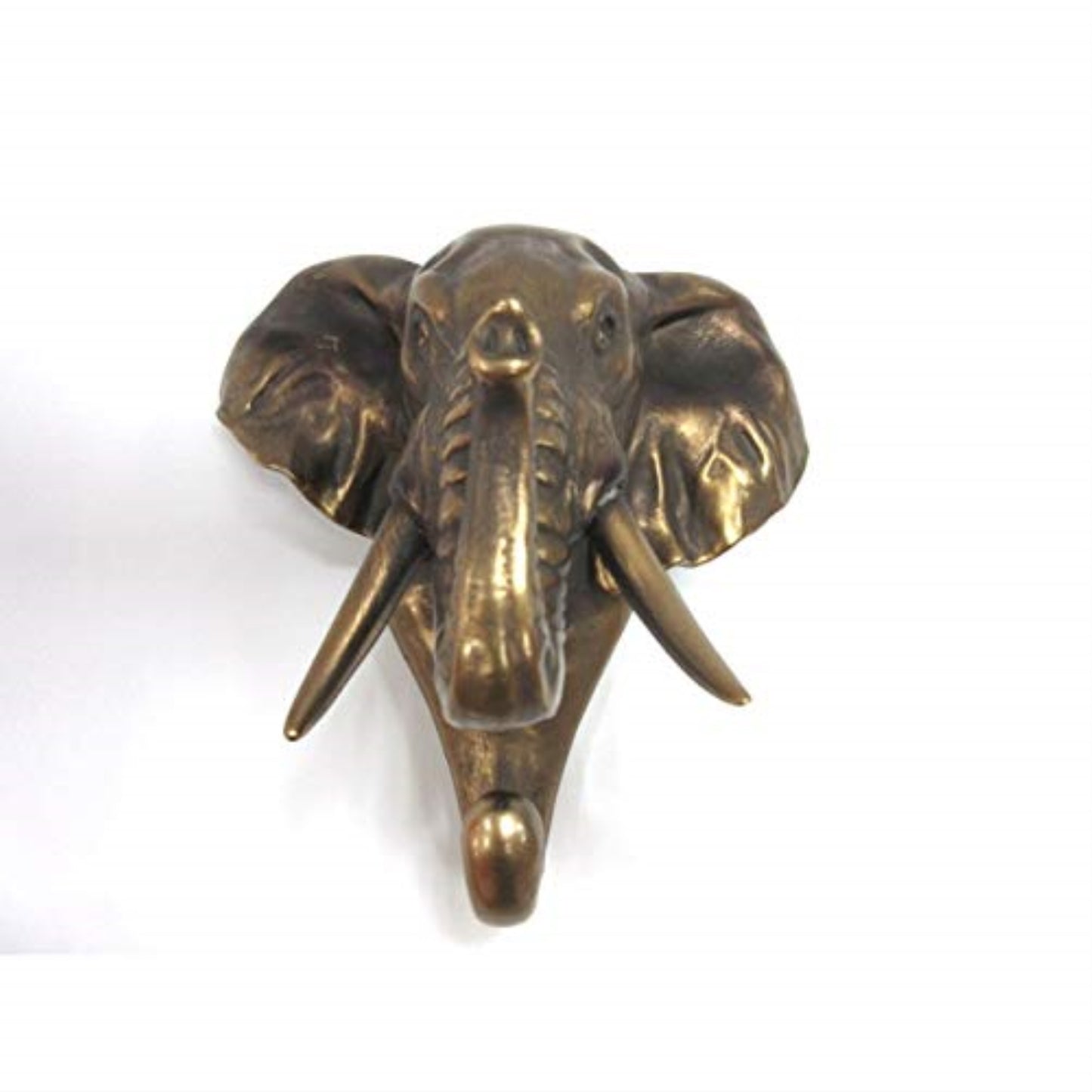 Elephant Head Single Wall Hook Hanger Animal Shape Rustic Faux Bronze Decorative Wall Sculpture