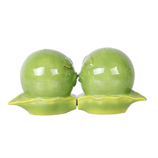 Pacific Trading Kissing Peas in A Pod Magnetic Salt and Pepper Shakers Gift Box Set Ceramic