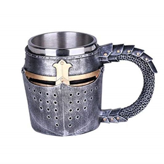Knight Helmet Mug Coffee Cup with Stainless Steel Insert
