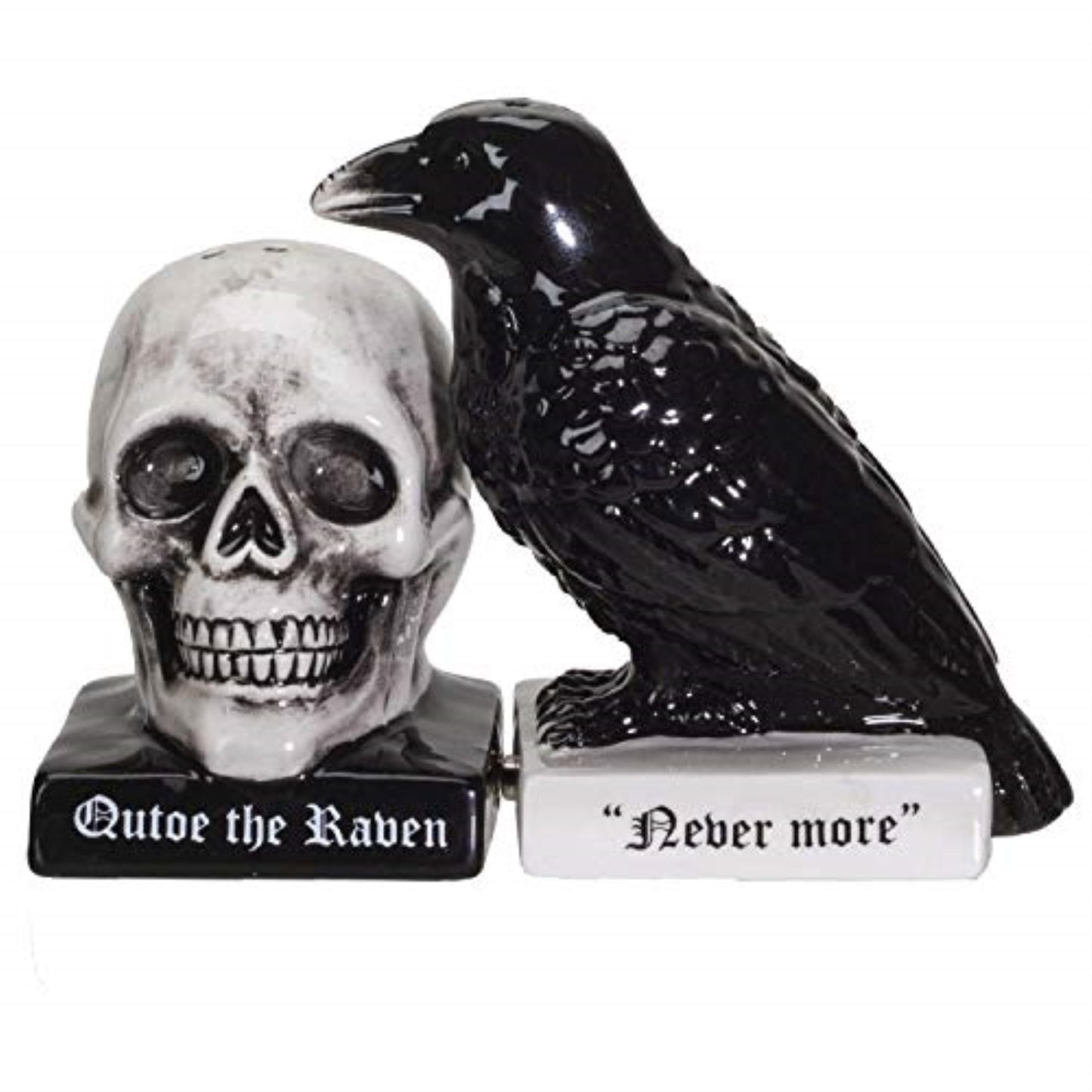 Quoth The Raven Halloween Ceramic Salt and Pepper Shakers Set