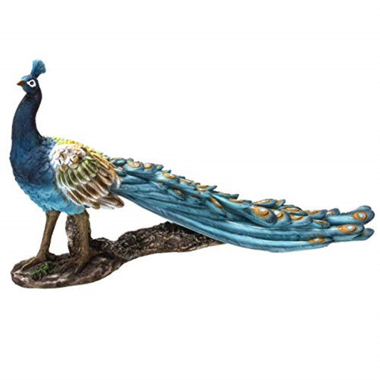 Realistic Animal Beautiful Peacock Home Decor Resin Figurine 14 x 7.5 inch