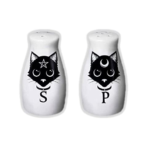 Pacific Trading Magic Cats Kitchen Ceramic Salt and Pepper Shaker Set 3.4 Inch