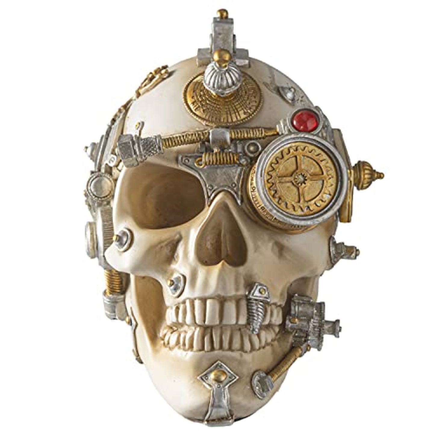 Erasmus Darwin's Steampunk Cerebrum Human Skull Figurine 8.9 x 6.1 inch