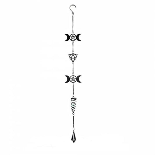 Triple Moon Wicca Witchcraft Metal Hanging Decoration 29.75 Inch