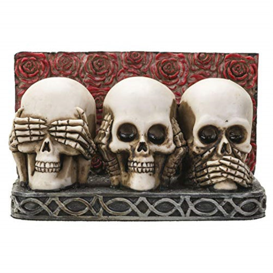 See Hear and Speak No Evil Skeletons Resin Card Display Holder