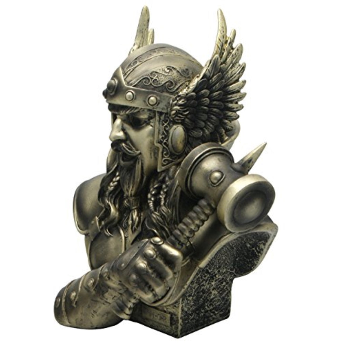 Thor Armored God with Winged Helmet Bust Statue Figurine 11 inch