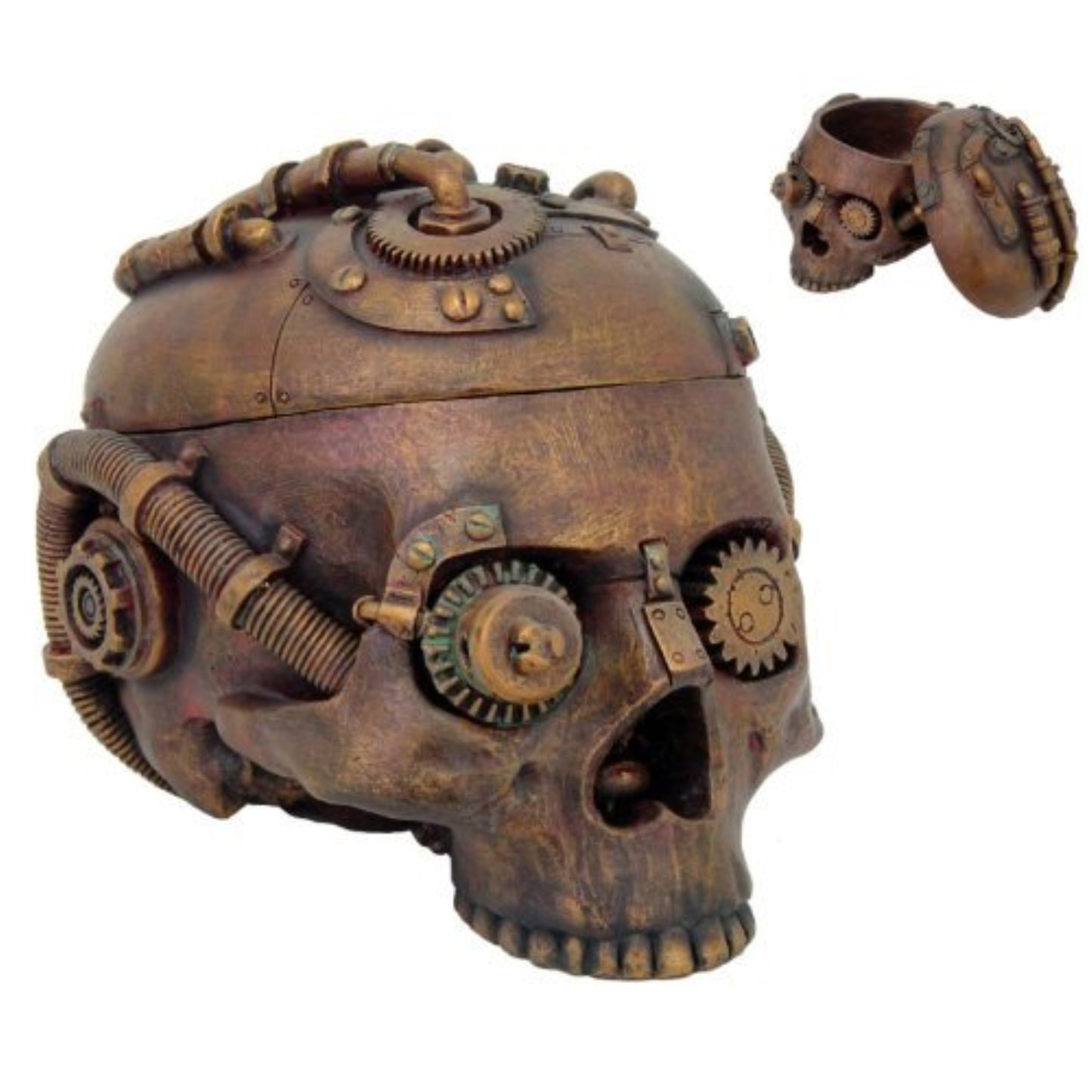 Steampunk Skull Box Robotic Gearhead Half Head