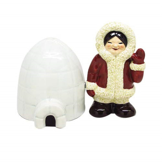 Eskimo and Igloo Attractives Ceramic Magnetic Salt Pepper Shaker Set
