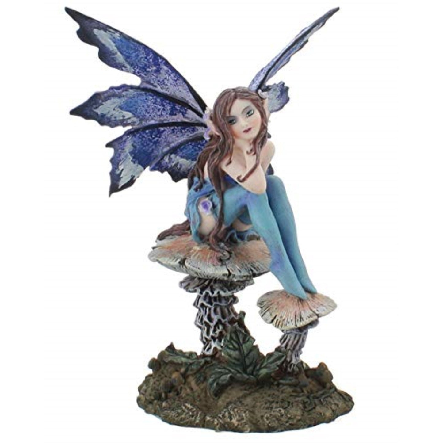 Amy Brown Forest Willow Nice Fairy Sitting On Wild Giant Mushroom Stool Statue 6.25 inch