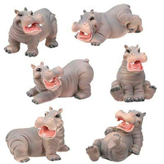 Hippos Hippopotamus Collectible Miniature Figurines 6 Piece Set 1.5 inch