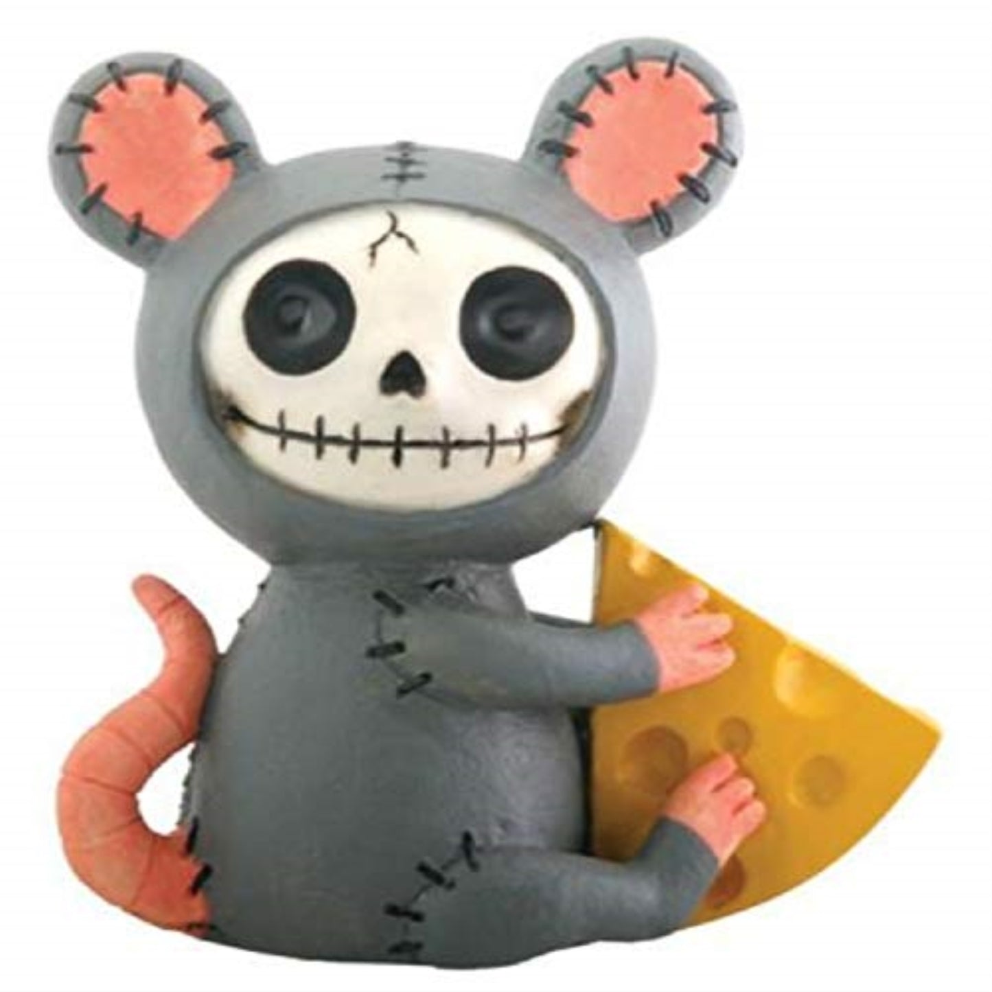 Furrybones Muenster Mouse Skeleton in Costume with Cheese Figurine 3 inch