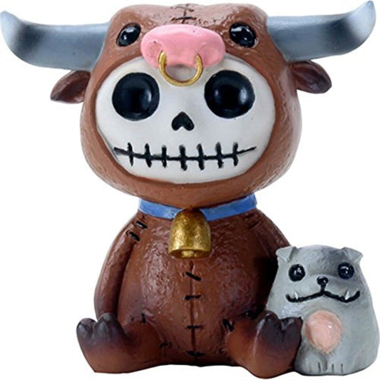 Furrybones Torro White Skeleton in a Brown Baby Bull Costume Figurine