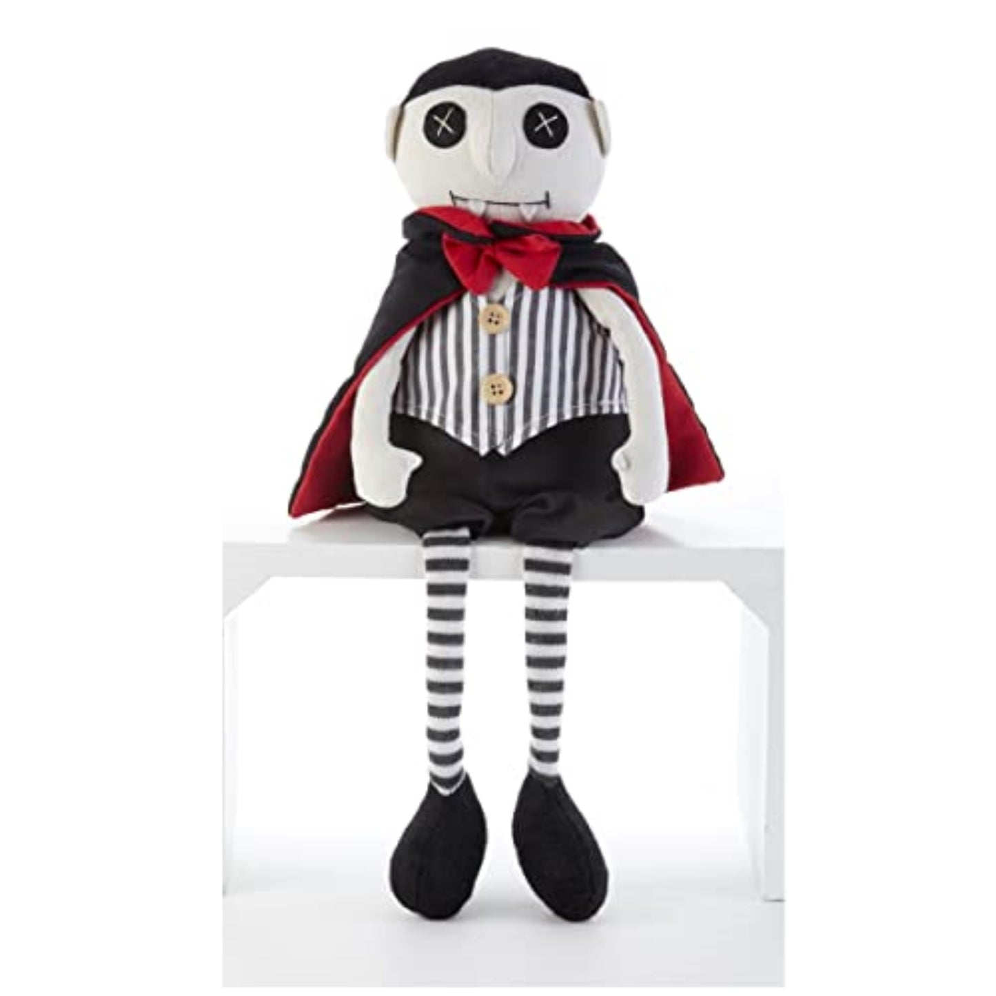 Delton 18 inch Dangle Leg Dracula Vampire with Cape Halloween Sitting Stuffed Doll Decoration