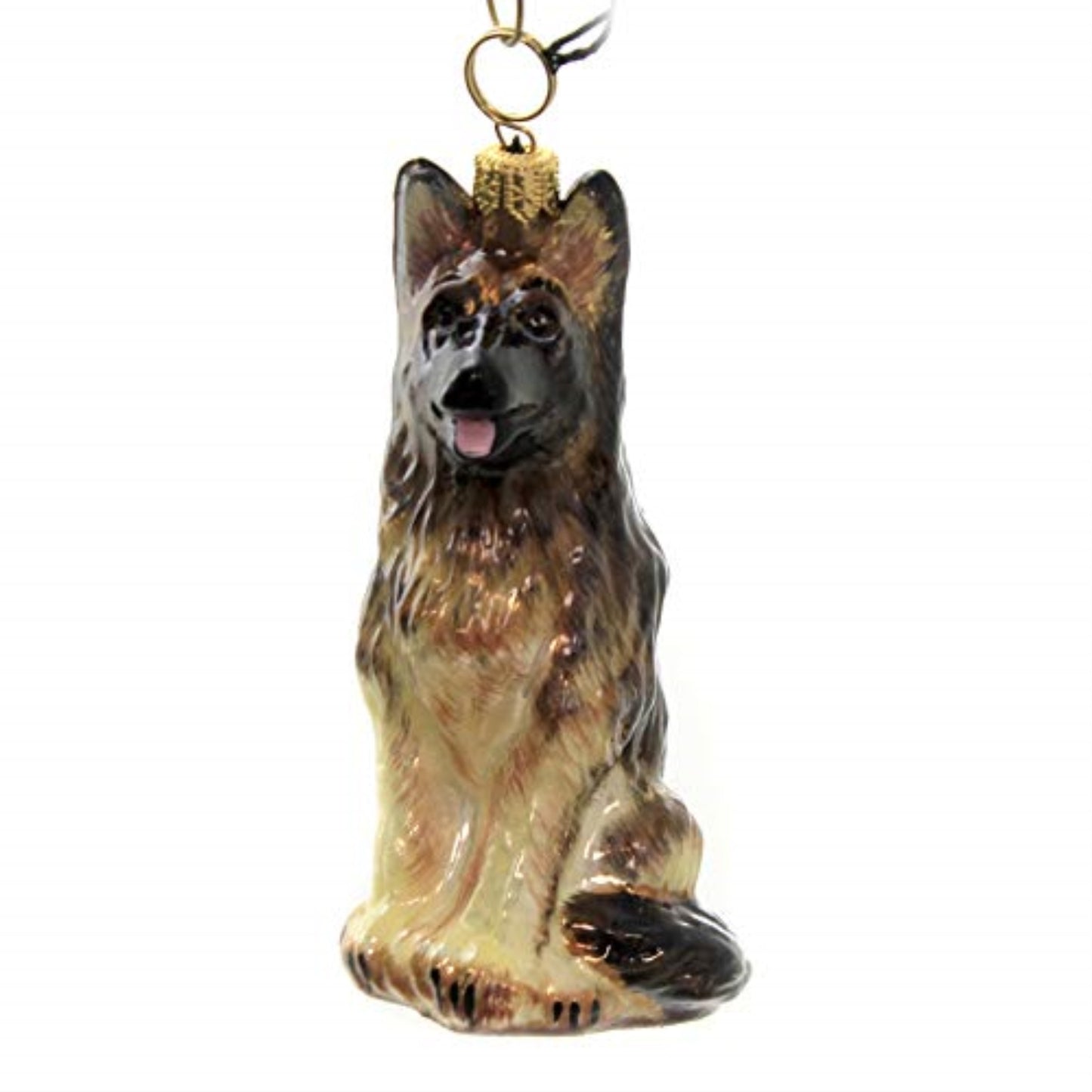 Joy to the World German Shepherd Dog Polish Blown Glass Christmas Ornament Holiday Decoration