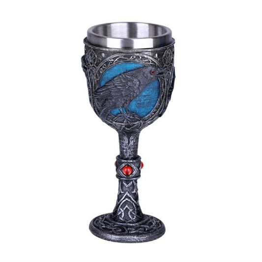Magic Raven Wine Goblet  Chalice Cup Resin Body Stainless Steel Cup