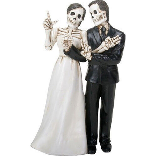 Love Never Dies Skeleton Wedding Couple Bride and Groom Figurine Decoration 6.25 inch