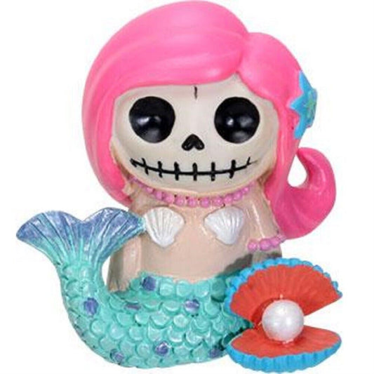 Furrybones Ariel Skeleton in Mermaid Costume Beside Clam with Pearl Figurine