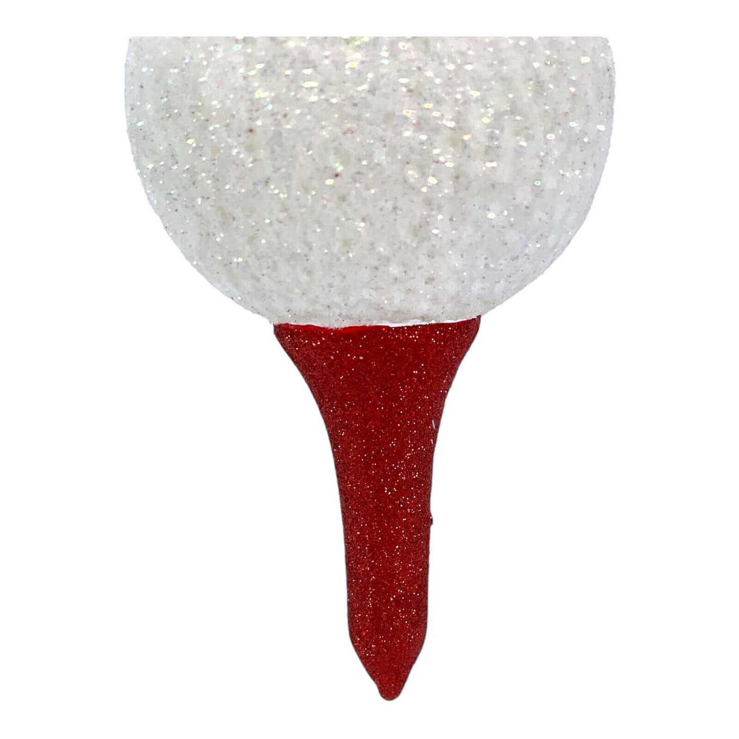 Pinnacle Peak Trading Golf Ball on Red Tee Polish Blown Glass Hanging Christmas Tree Ornament 4 inch