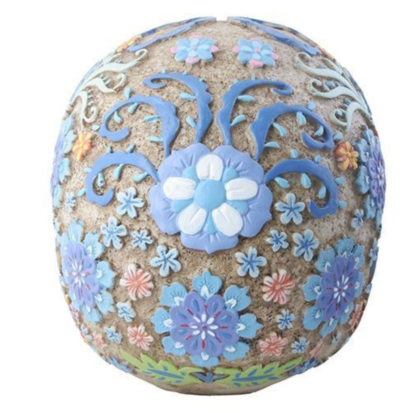 Colorful Floral Human Skull Resin Statue Figurine 6.25 inch