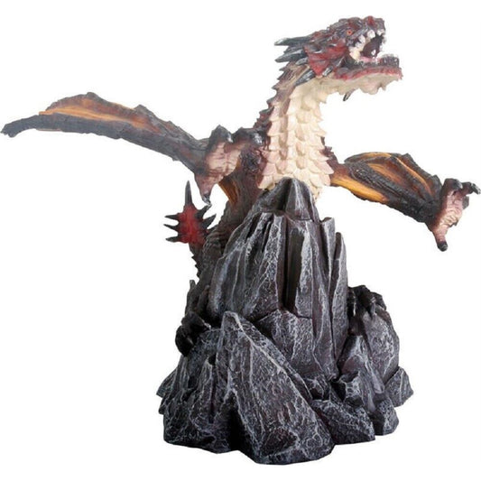 Fiero Dragon on Rock 7.75 inch Length Figurine Hand Painted Resin Statue