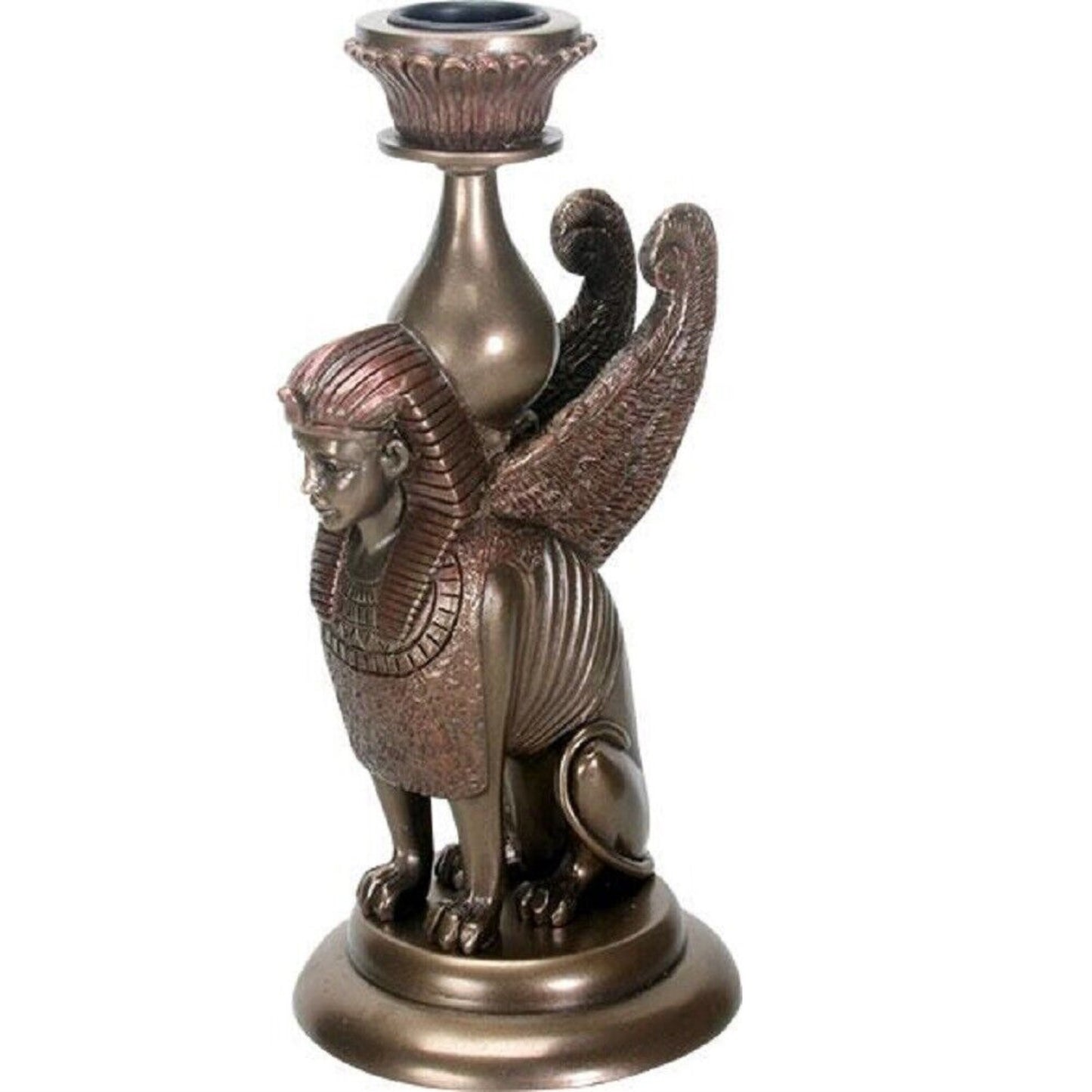 Ancient Egyptian Sphinx Bronze Color Candle Holder Egypt Home Decoration 7.25 inch