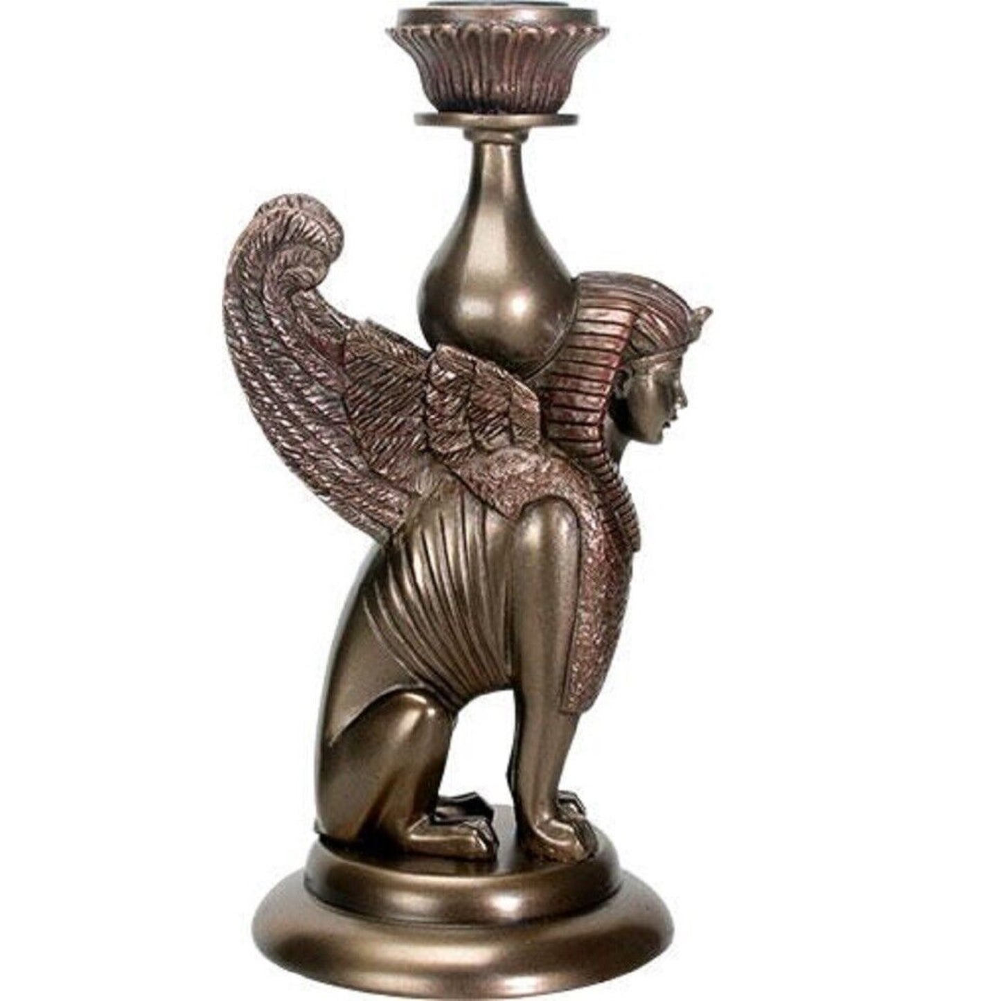 Ancient Egyptian Sphinx Bronze Color Candle Holder Egypt Home Decoration 7.25 inch