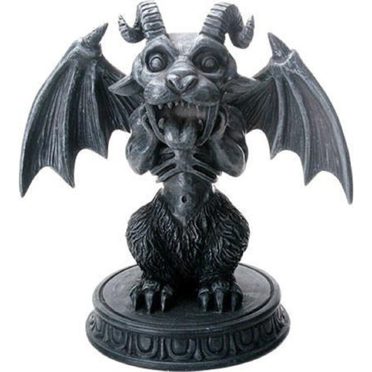 Screaming Gargoyle on Pedestal Figurine Horned Winged Gothic Decoration 5 inch