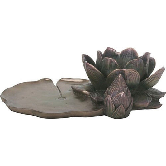Lotus Flower on Lily Pad Candle Holder Dish Home Decoration Decor Meditation 7 x 2.25 inch