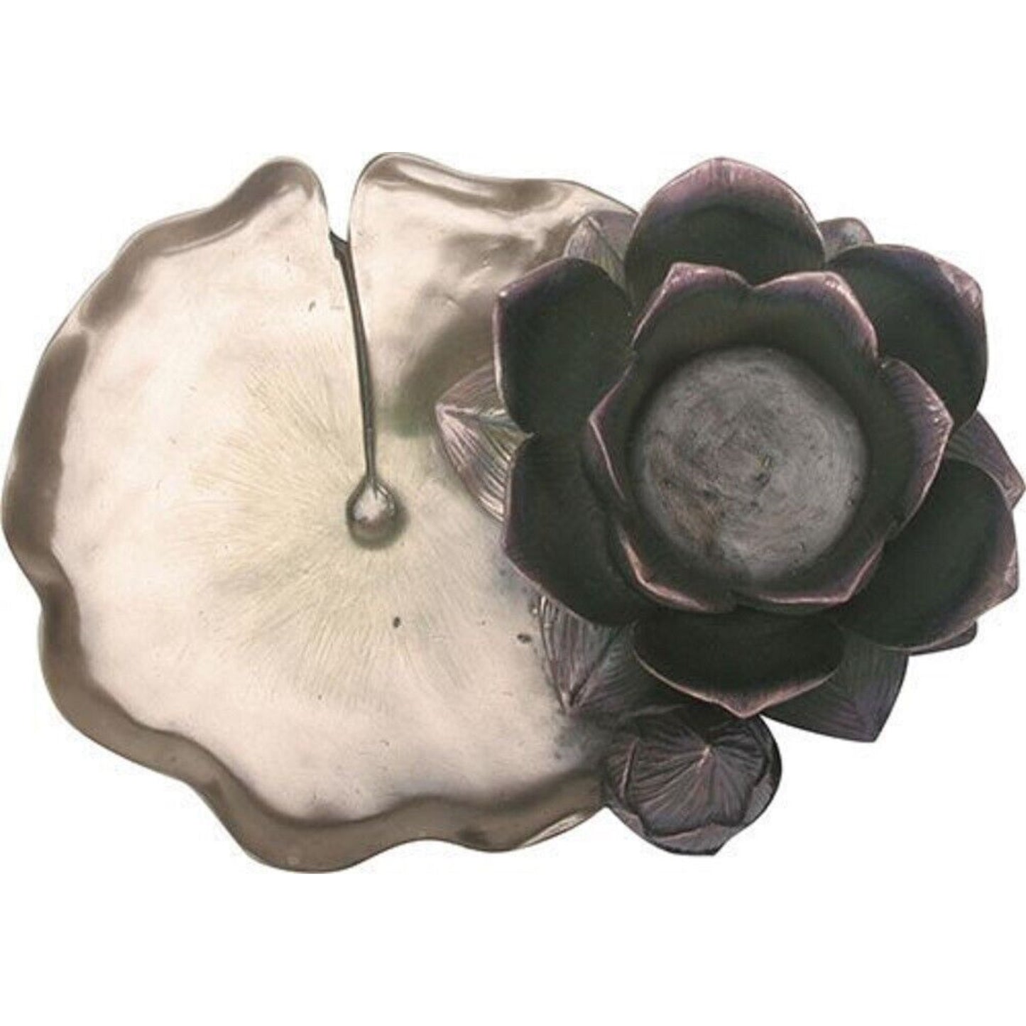Lotus Flower on Lily Pad Candle Holder Dish Home Decoration Decor Meditation 7 x 2.25 inch
