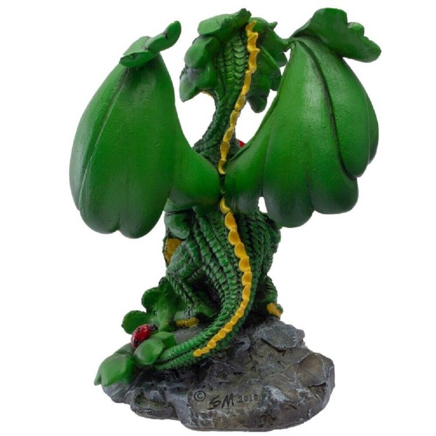 Green Fantasy Lucky Clover Dragon Resin Figurine by Stanley Morrison 4.75 inch