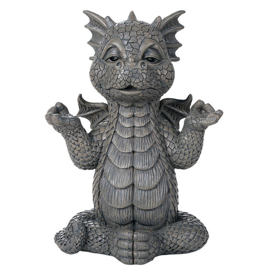 Meditation Inner Peace Yoga Dragon Garden Accent Sculpture Statue Resin Stone Look 10 inch
