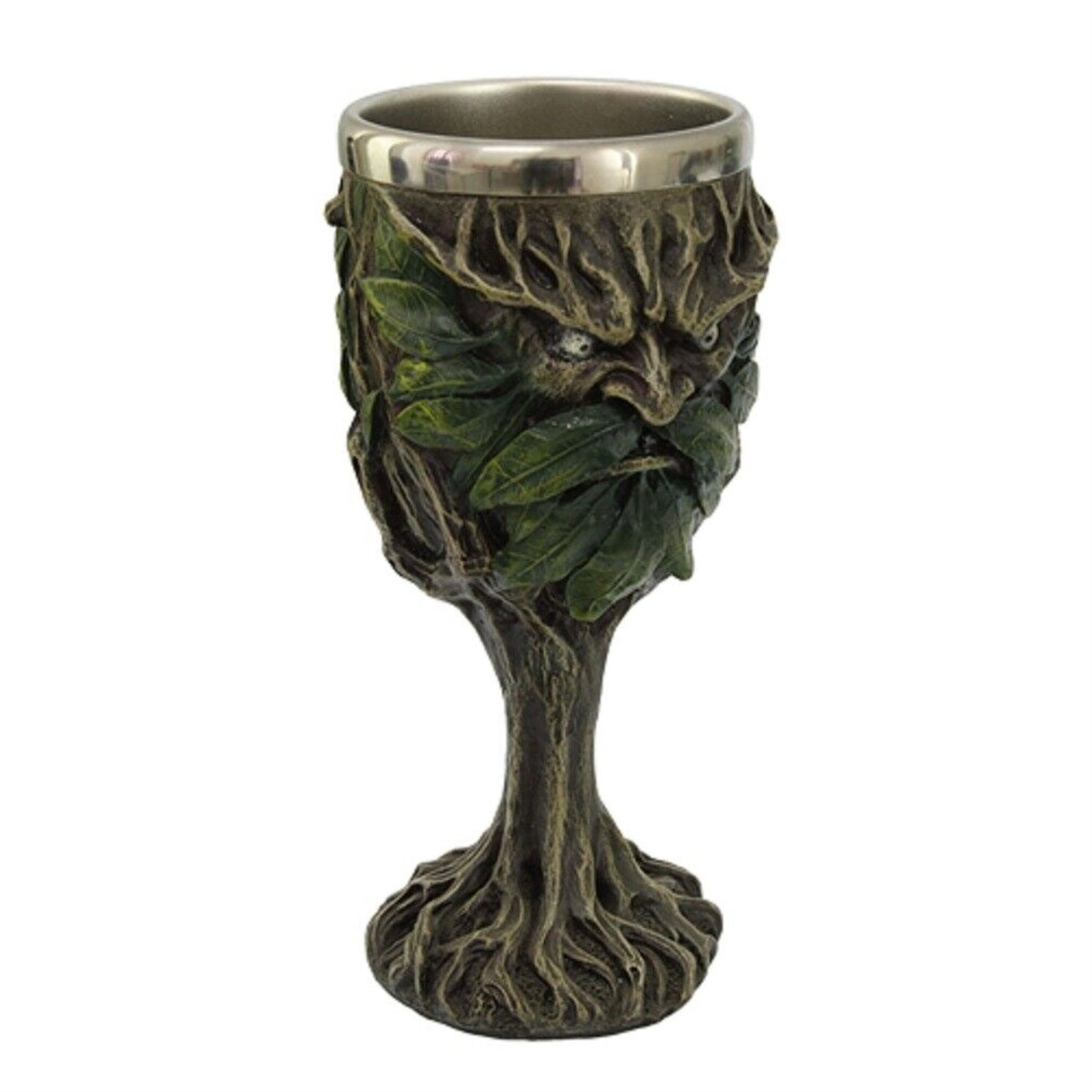 Celtic Greenman Drinking Wine Goblet Chalice Kitchen Decor Resin Body Stainless Steel Cup