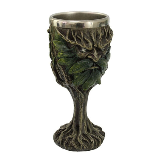 Celtic Greenman Drinking Wine Goblet Chalice Kitchen Decor Resin Body Stainless Steel Cup