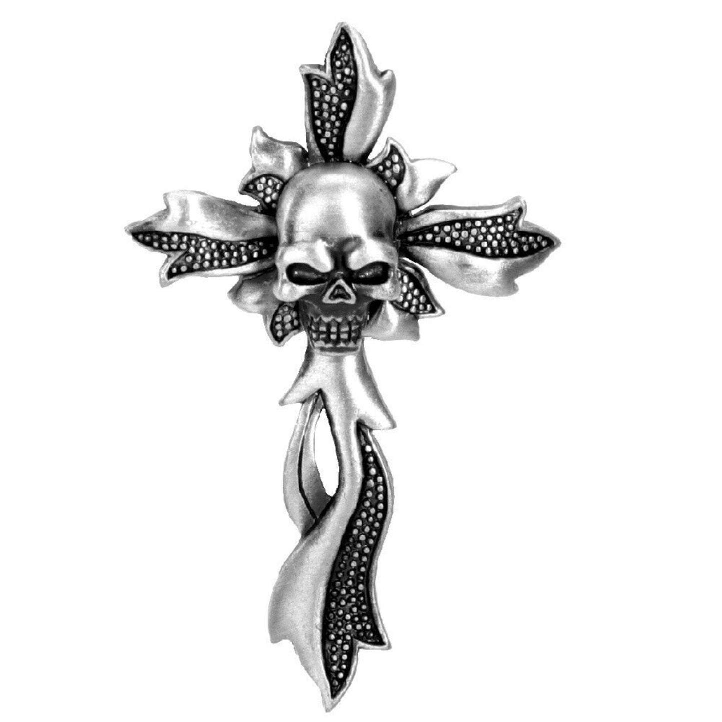 Skull Flower Cross Pendant - Collectible Medallion Necklace Accessory