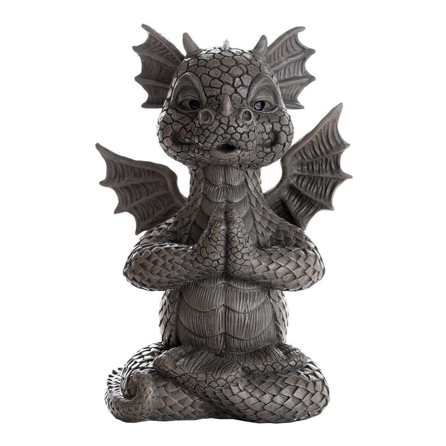 Meditating Yoga Dragon Garden Display Decorative Accent Resin Sculpture Statue 10 Inch Tall