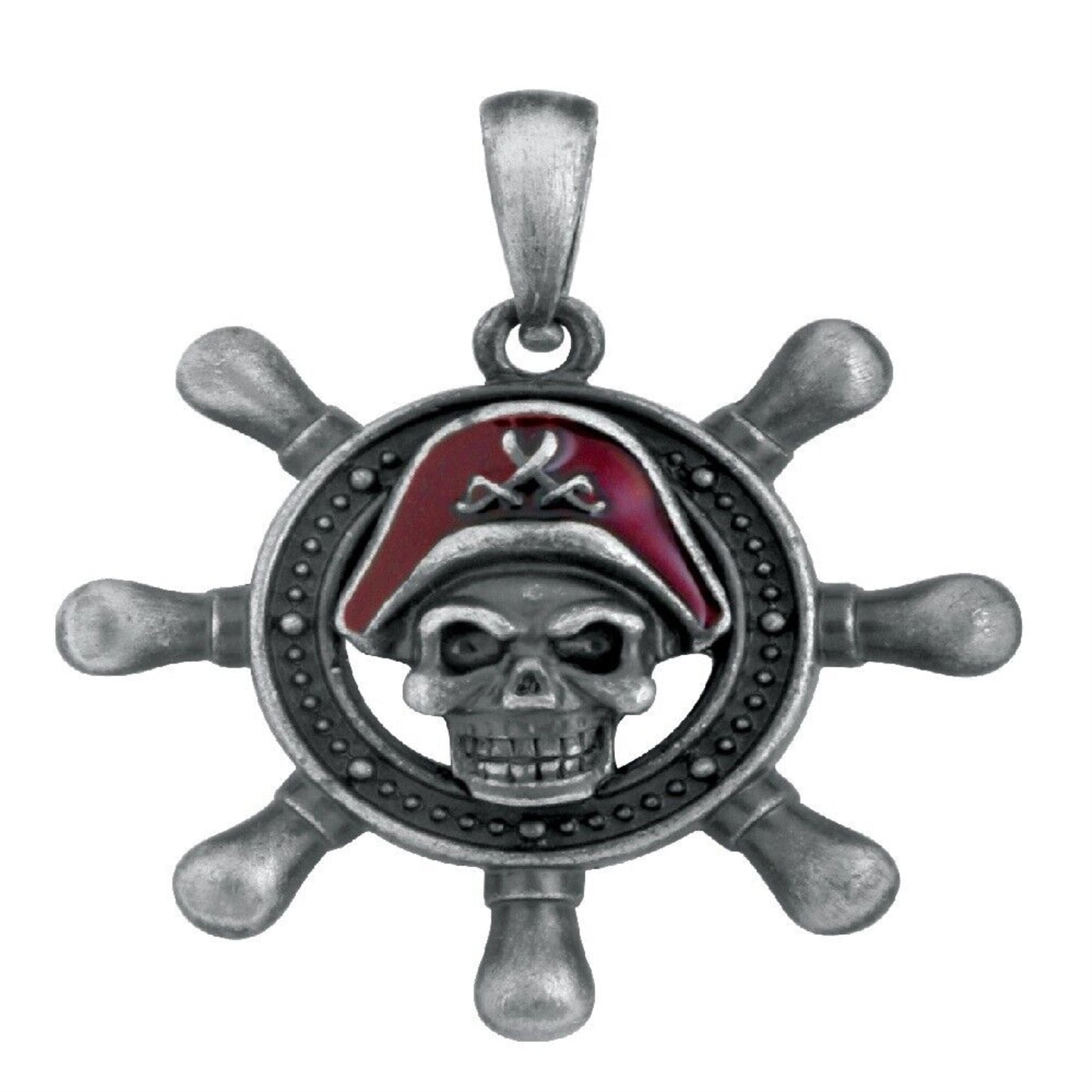 Pirate Ship Wheel Pendant Skeleton Captain Jewelry Accessory Necklace
