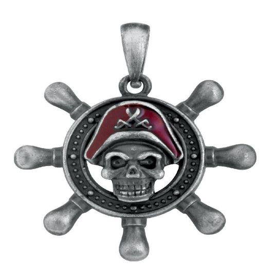 Pirate Ship Wheel Pendant Skeleton Captain Jewelry Accessory Necklace