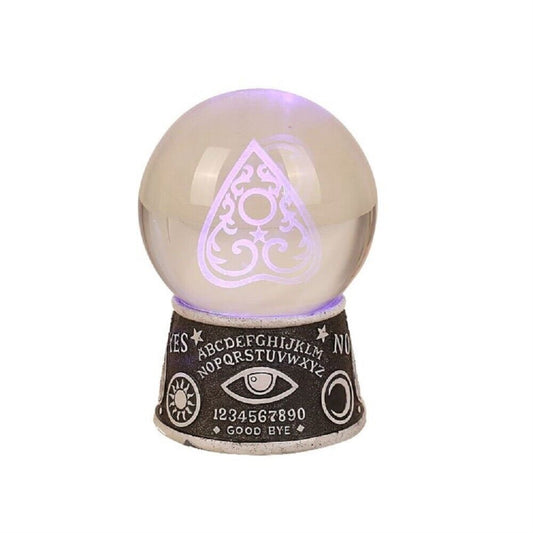 Wicca Ouija Spirit Board Evil Eye Planchette LED Glass Gazing Ball Statue 4.5 inch