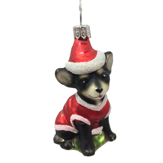 Pinnacle Peak Trading Chihuahua Dog Wearing a Santa Outfit Polish Glass Christmas Ornament Pet Animal