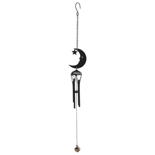 Black Crescent Moon Wind Chime Outdoor Garden Windchime 18.9 inches