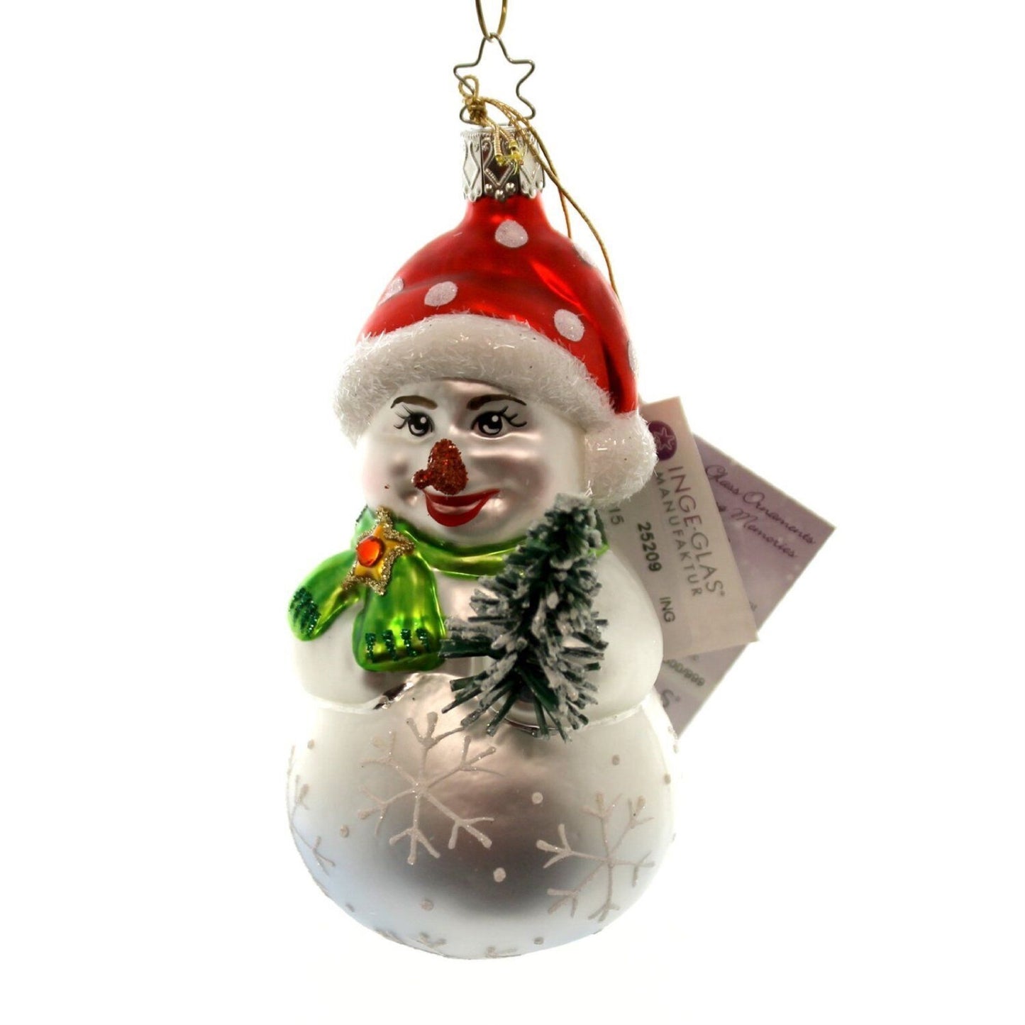 Inge Glas LE Snowy Friend Snowman German Glass Christmas Ornament