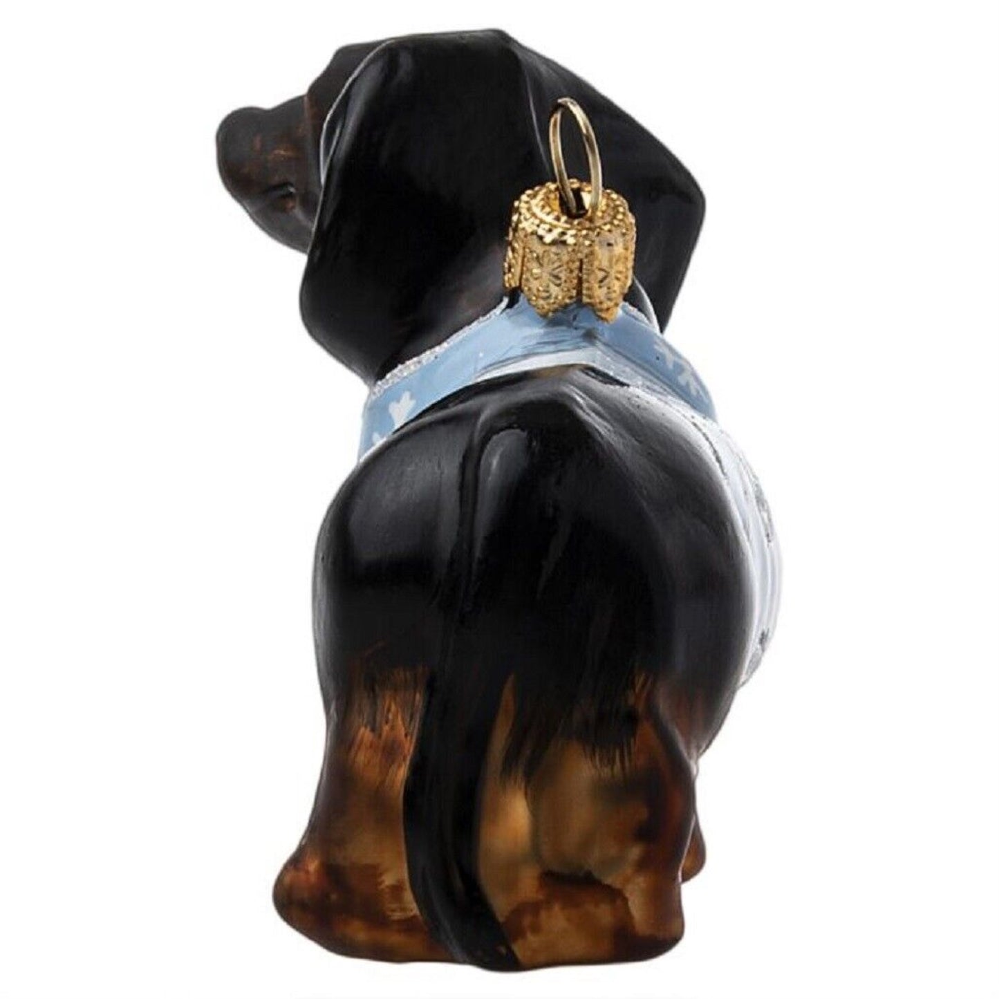 Joy To The World Dachshund in Penguin Christmas Pajamas Polish Glass Ornament