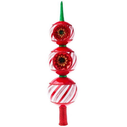 Joy To The World Peppermint Twist Finial Polish Glass Christmas Tree Topper